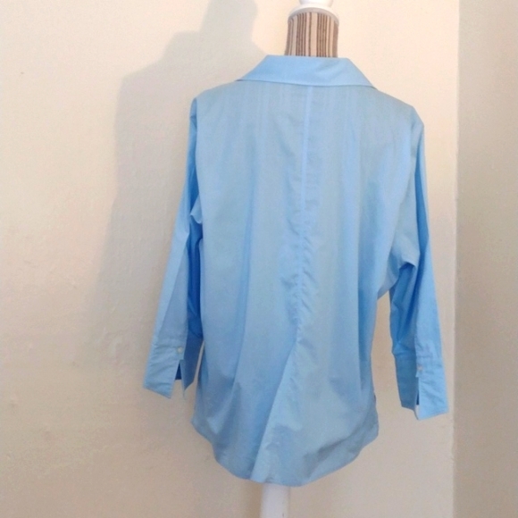 Lands' End Blue Plus Size Button Down Blouse - Picture 4 of 13